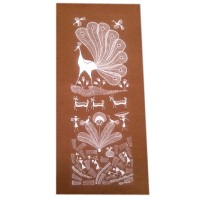 Warli Painting With Brown Background